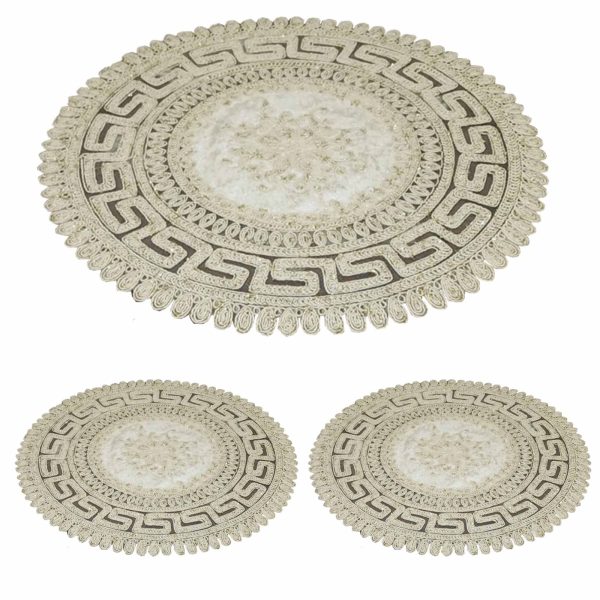 طقم مفارش عدد 3 قطع مدور لون اوف وايت