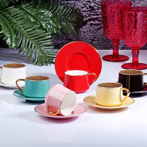 طقم فناجين قهوة تركية 6+6 ملون