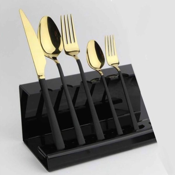 طقم ملاعق 30 قطعة لون أسود ذهبي