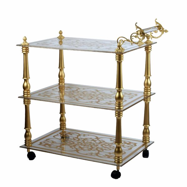 عربية اكرليك شفافة  عامود خشب رسمة شبك ذهبي