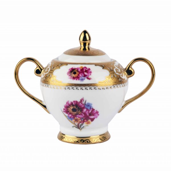 سكرية بورسلين لون ذهبي مع الورد