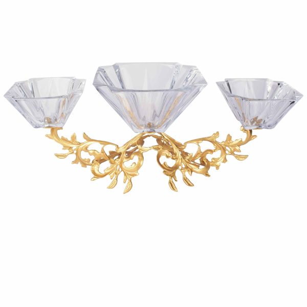 Crystal  Bowl With Brass Gold Base