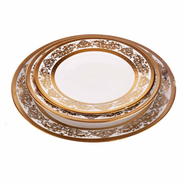 طقم سفرة 58 قطعة أبيض ذهبي