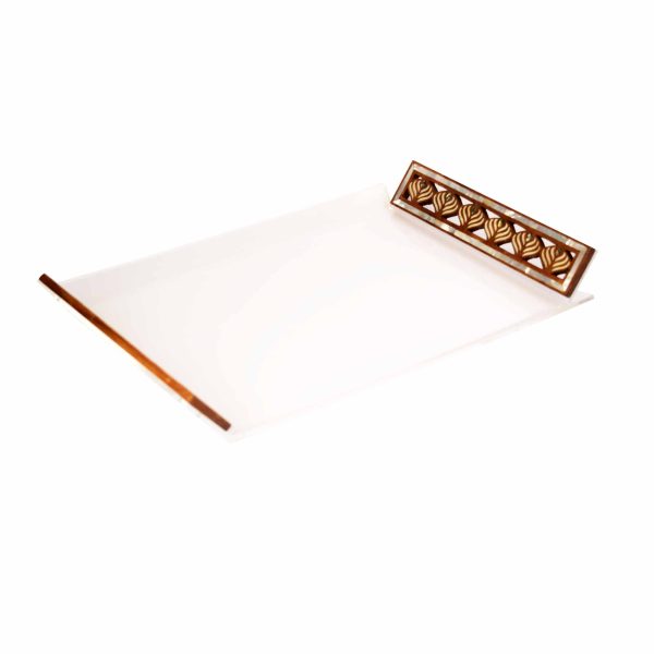 صينية تقديم أكرليك مستطيلة يدين صدف مقاس وسط