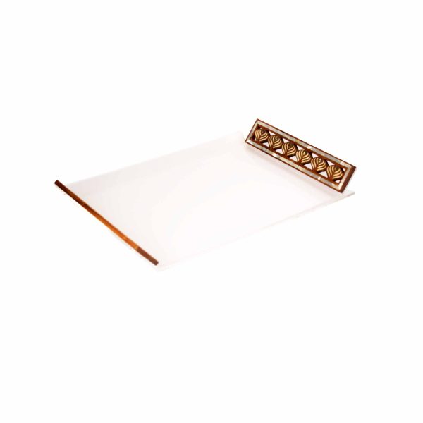 صينية تقديم أكرليك مستطيلة يدين صدف مقاس صغير