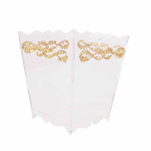 سلة أكرليك شفاف ذهبي مع موتيف اس موديل