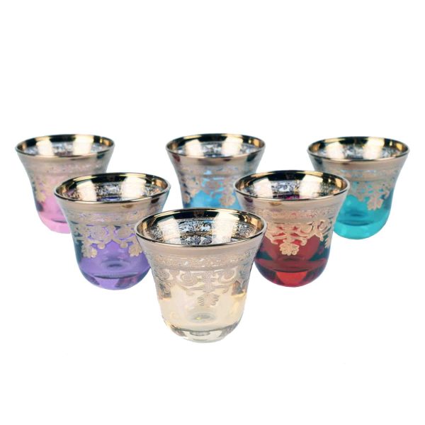 فناجين قهوة عربي زجاج ايطالي 6 قطع لون ذهبي