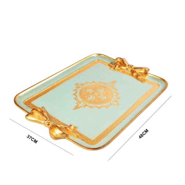 صينية تقديم خشب ايطالي مقاس 48*37سم لون ذهبي ملون