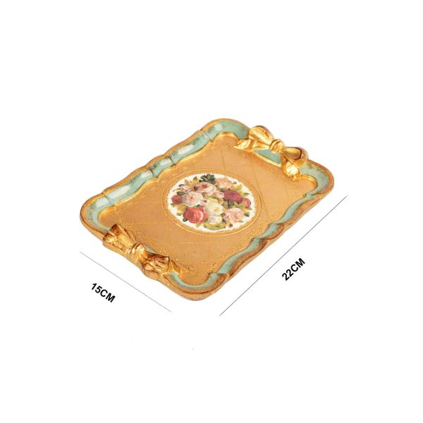 صينية تقديم خشب ايطالي مقاس 22*15 سم لون ذهبي ملون