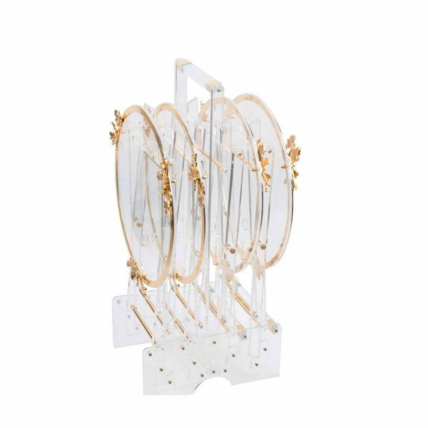 طقم طاولات مدور أكرليك فراشات لون ذهبي 4 قطع مع ستاند