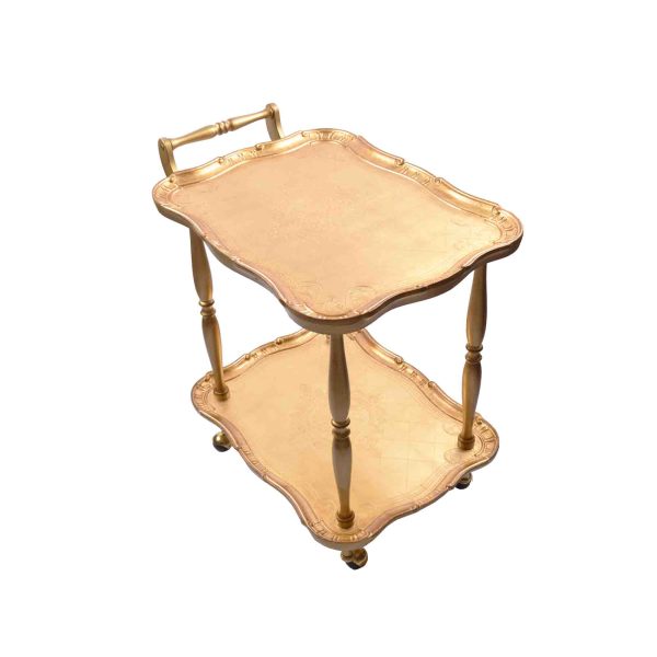 عربية (ترولي) خشب ايطالي  لون ذهبي