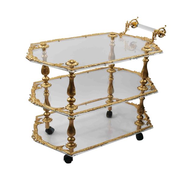 عربية (ترولي) أكرليك أطراف نحاس لون ذهبي