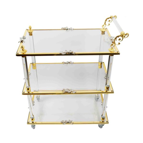 عربية (ترولي) أكرليك موديل فراشة لون ذهبي فضي