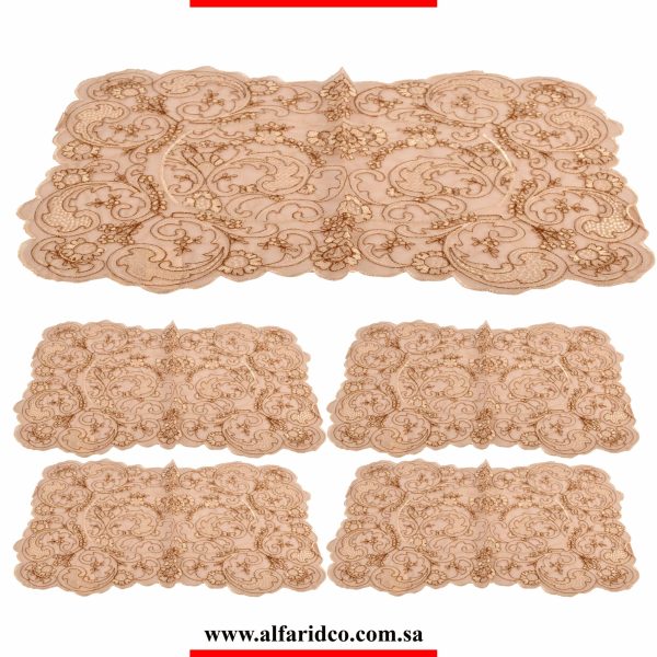 طقم مفارش عدد 5 قطع لون بيج فاتح
