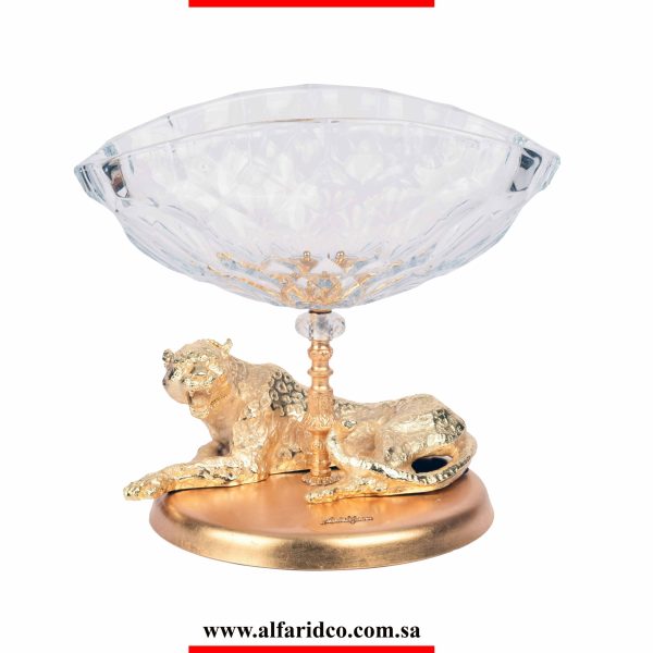 صحن كريستال بقاعدة نحاس ايطالي