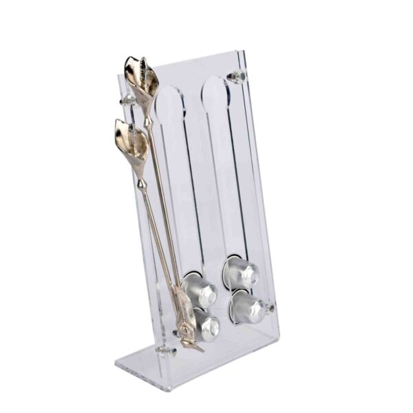 ستاند اسبريسو أكرليك مع زنبق لون فضي