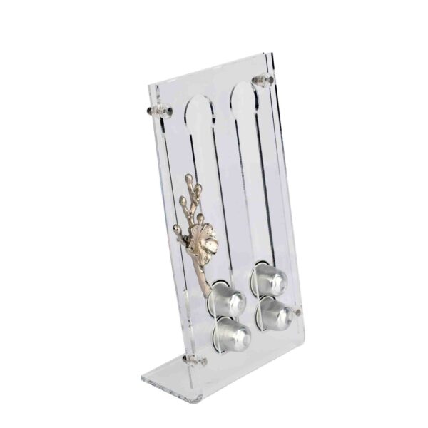 ستاند اسبريسو أكرليك مع وردة لون فضي