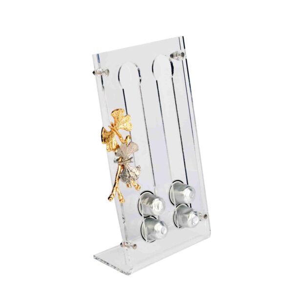 ستاند اسبريسو أكرليك مع فراشة لون ذهبي فضي