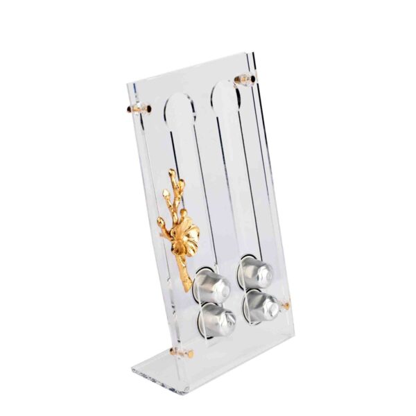 ستاند اسبريسو أكرليك مع وردة لون ذهبي